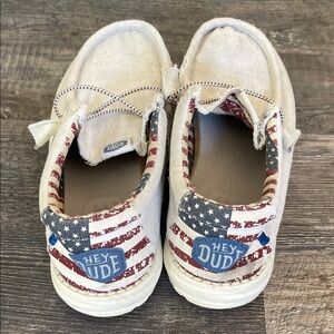 Hey Dude Men’s Patriotic Wally’s Slip-On Sneakers - Cream and Red